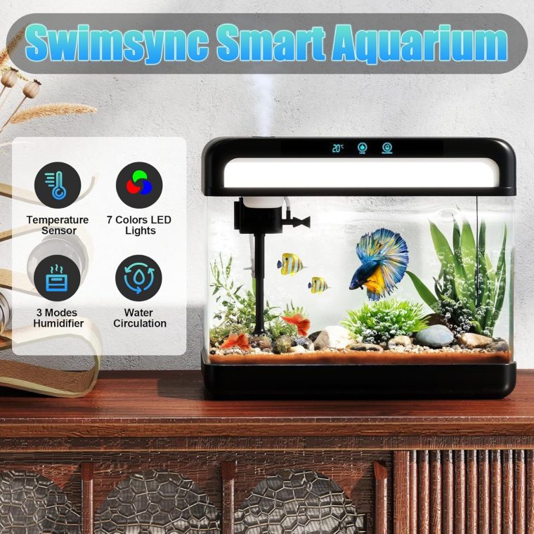 Fish Tank Aquarium 3 Gallon, Smart Aquarium Kits - Silent Water Pump,Self Cleaning System,7 Color Lights,Temperature Display, Aromatherapy, Advanced Filtration - Image 3