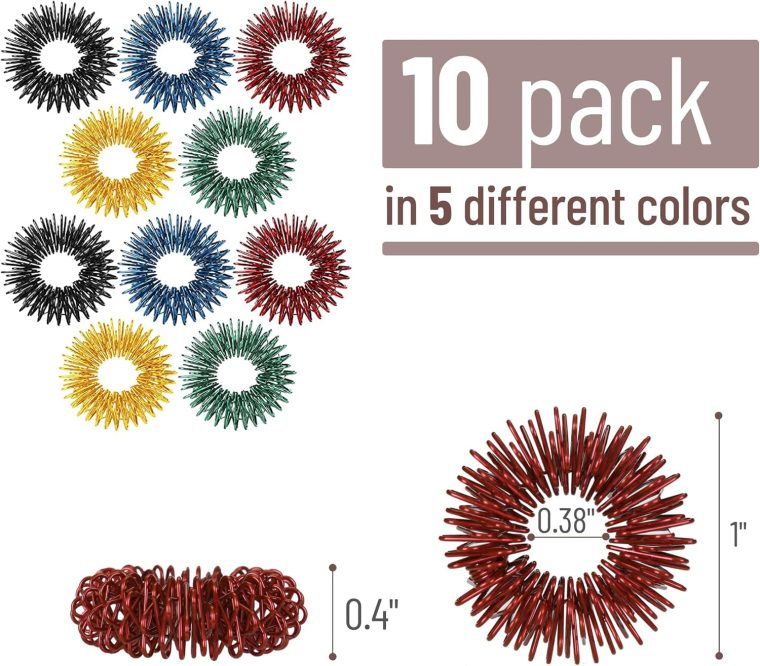 Mr. Pen- Spiky Sensory Rings, 10 Pack, Stress Relief Fidget Sensory Toys, Fidget Rings, Fidget Ring for Anxiety, Stress Relief Rings, Massager for Fidget ADHD Autism, Back to School Supplies - Image 2