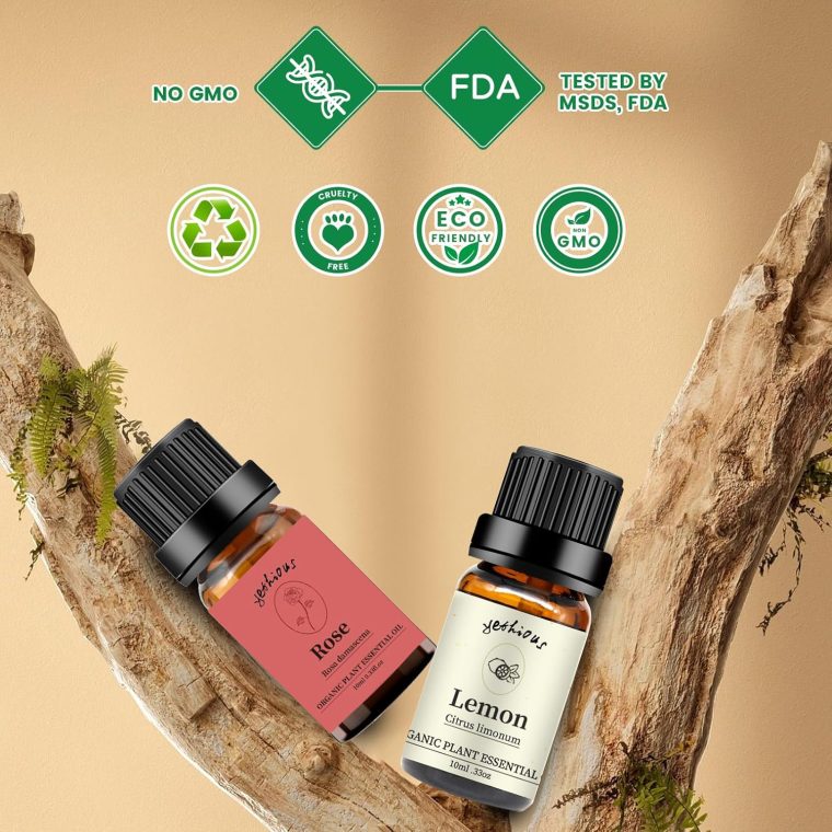 yethious Rose Lemon Essential Oils Set 2pcs*10ml 0.66oz 100% Organic Pure Aromatherapy Gift Oil Kit for Diffuser Rose Oil Essential Oil - Image 5