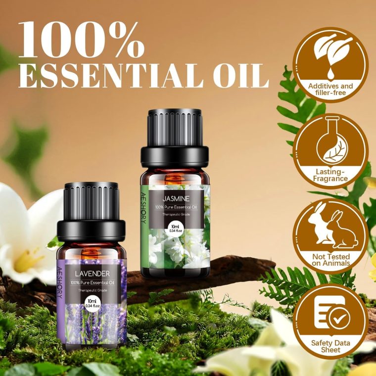 Essential Oils Set, 20x10ml Aromatherapy Essential Oil Kit for Diffuser, Humidifier, Massage, Skin & Hair Care - Lavender, Eucalyptus, Tea Tree, Sweet Orange, Lemongrass and Peppermint - Image 2