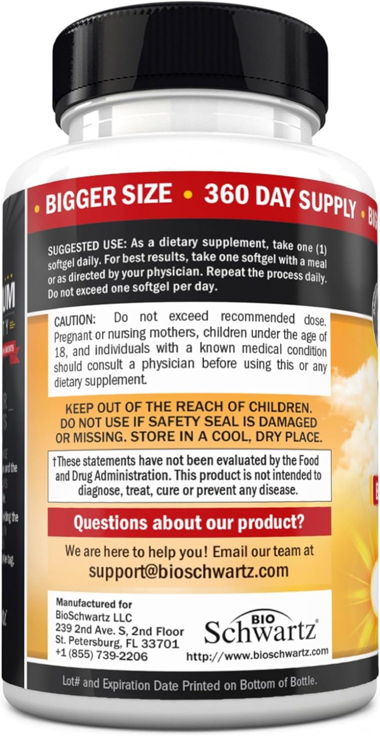 Vitamin D3 5000 IU (125 mcg) Natural Immune Support Supplement, Bone Strength, Healthy Muscle Function, with Olive Oil for Highest Absorption, Gluten Free & Non-GMO, 1 Year Supply, 360 Softgels - Image 8
