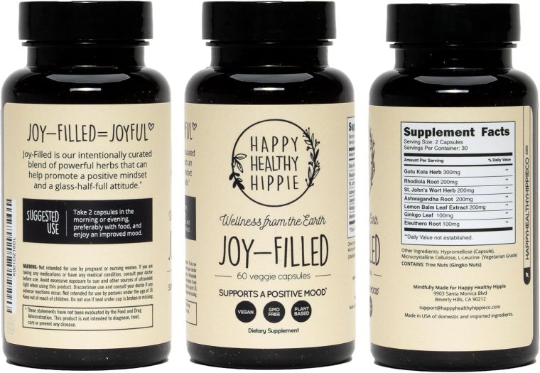 Joy-Filled Mood Support Supplement with St. Johns Wort | Stress Relief – Helps Calm The Mind & Body | 100% Plant-Based Happy Pills, Ashwagandha, Rhodiola Rosea, Eleuthero | Herbal Adaptogens, 60 Ct - Image 9