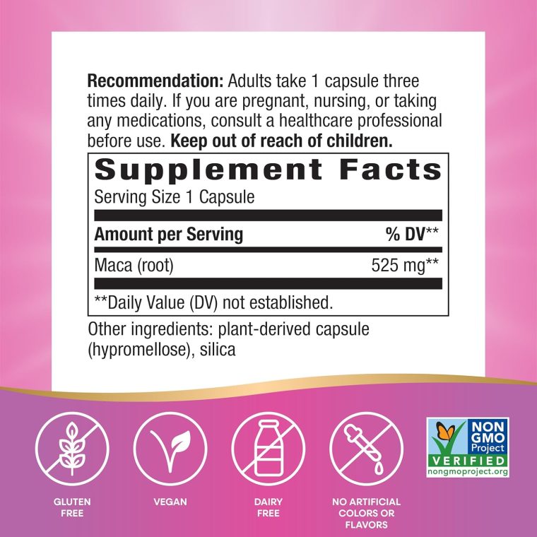 Nature's Way Maca Root, Traditional Libido Support*, 525 mg per Serving, Non-GMO Project Verified, 100 Vegan Capsules (Packaging May Vary) - Image 5