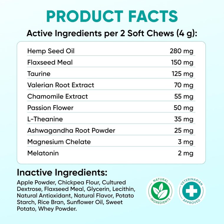 Hemp Calming Chews for Dogs - Dog Calming Chews for Anxiety Relief, Stress, Separation, Fireworks, Thunder, Travel, Vet Visits - USA Product - 120 Soft Treats with Melatonin, Chamomile, Passion Flower - Image 8