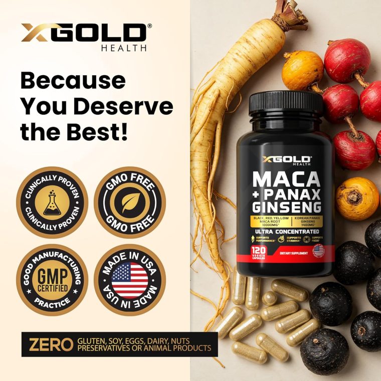Maca Root Capsules 10,000mg + Korean Panax Ginseng 1,400mg - 20x Concentrated Extract Black + Red + Yellow Maca Root, 10x Concentrated Extract Panax Ginseng Capsules - Ultra Potent & Highly Purified - Image 5