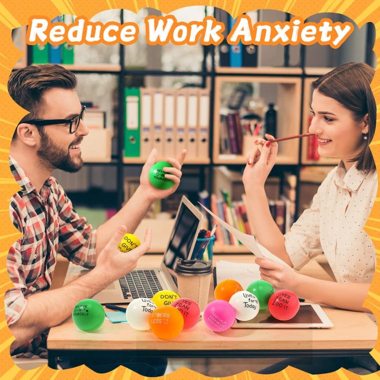 Shappy 100 Pcs Motivational Stress Balls Bulk 1.97 in Colorful Small Foam Inspirational Stress Relief Fidget Balls with Quotes, Drawstring Bag for Anxiety Relief - Image 6