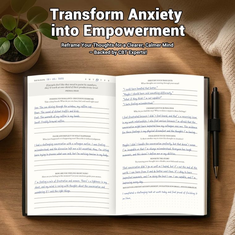 Guided Anxiety Journal for Women and Men – Cognitive Behavioral Therapy Journal with Repetitive Mindfulness Prompts, Self-Care & Anti-Anxiety Journals for Mental Health & Wellness (Pink) - Image 3