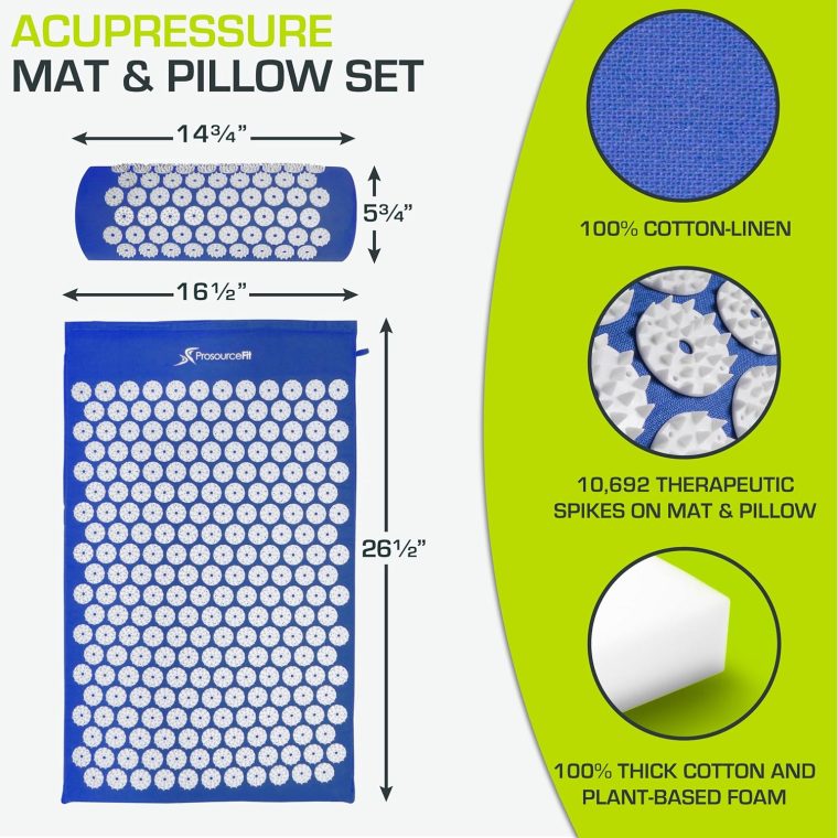 ProsourceFit Acupressure Mat and Pillow Set for Back/Neck Pain Relief and Muscle Relaxation - Image 2