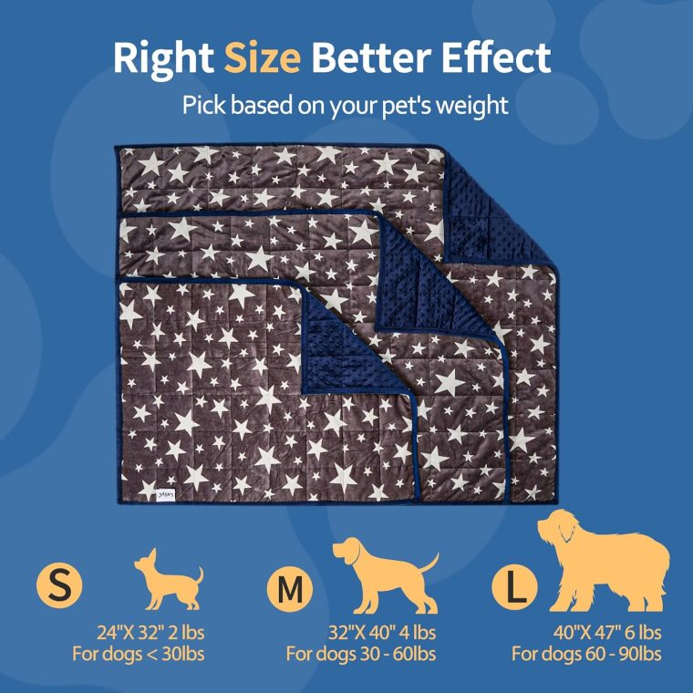 LaSyL Weighted Blanket for Pets | Thunder Blanket for Dogs Anxiety | Premium Soft Minky | Relaxation & Calming & Anti Anxiety | Blue Grey Star, Washable Large 40" L x 47" W - Image 6