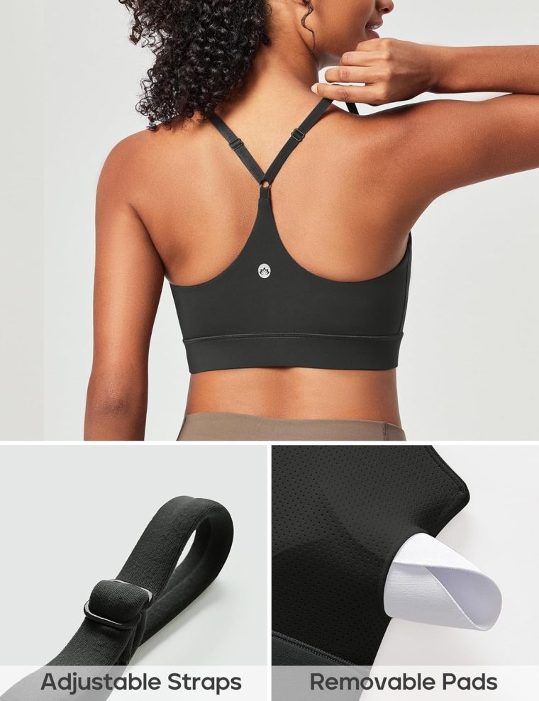 Heathyoga Sports Bras for Women Adjustable Strappy Sports Bra Y-Back Low Impact Racerback Workout Bra with Removable Pads - Image 4