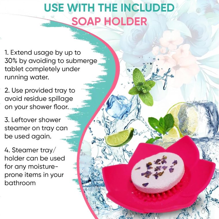 Shower Steamers Aromatherapy, 8 Packs Shower Tablets with Tray, Shower Bombs with Essential Oils, Spa kit, Self Care & Relaxation, Shower Bombs for Women Aromatherapy (8 pcs with Tray) - Image 2