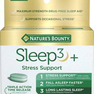 Nature's Bounty Stress Support Melatonin by Sleep3, 10mg, Tri-Layered Tablets, 56 Count