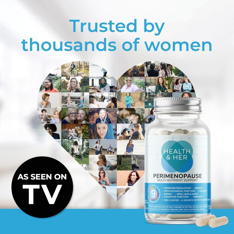 Health & Her Perimenopause Supplement for Women – The UK’s No.1 Perimenopause Supplement - Multi-Nutrient Wellbeing Support for Early Stage of Menopause, Vegan, Gluten-Free, Non GMO (60 ct - 1 Month) - Image 2