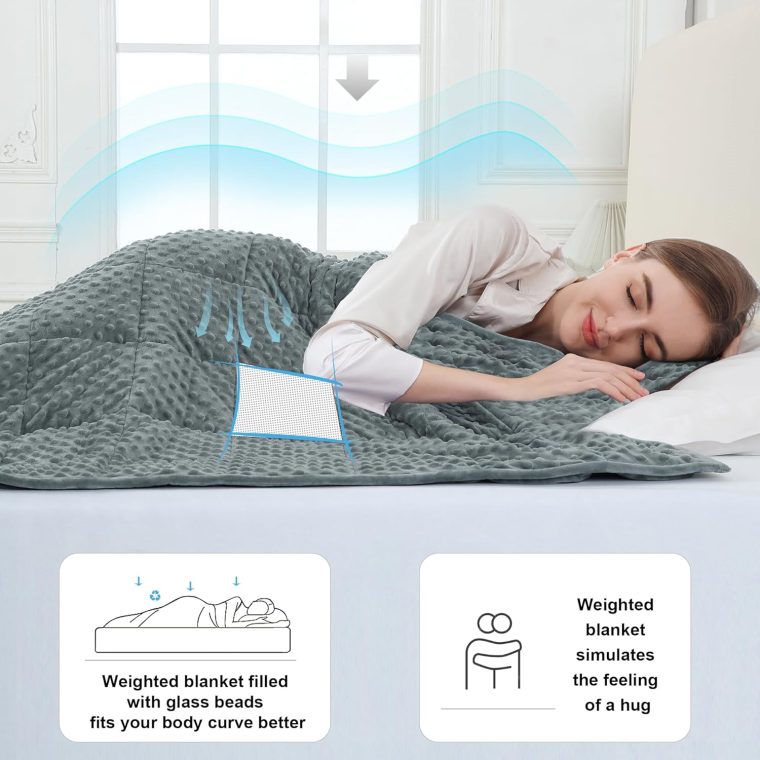 Alomidds Weighted Blanket (60"x80",20lbs Queen Size - Grey), Weighted Blankets for Adults, Breathable Soft and Comfort Minky, Heavy Blanket Microfiber Material with Glass Beads - Image 4
