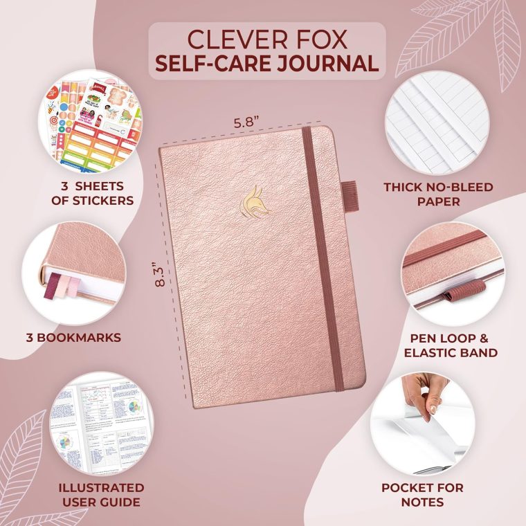Clever Fox Self-Care Journal – Daily Reflection Notebook – Mental Health & Personal Development Planner, Meditation & Mood Log, A5 (Rose Gold) - Image 5