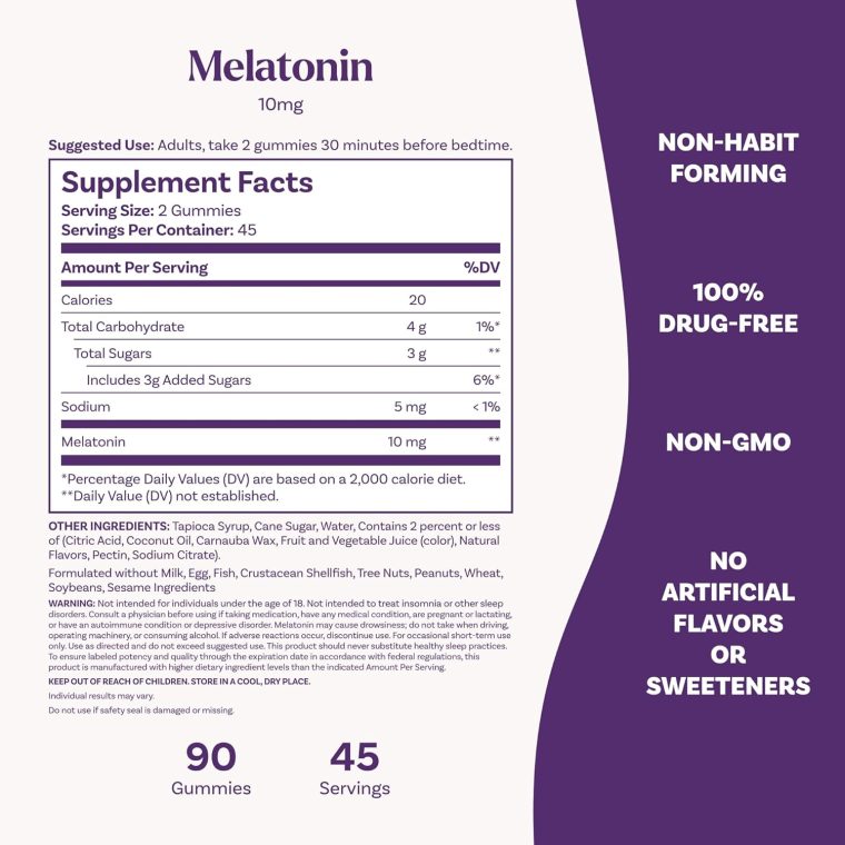 Natrol Melatonin Gummies, Sleep Support, 90 Strawberry-Flavored Adult Melatonin Gummies, 10 mg Sleep Aids for Adults - Image 6
