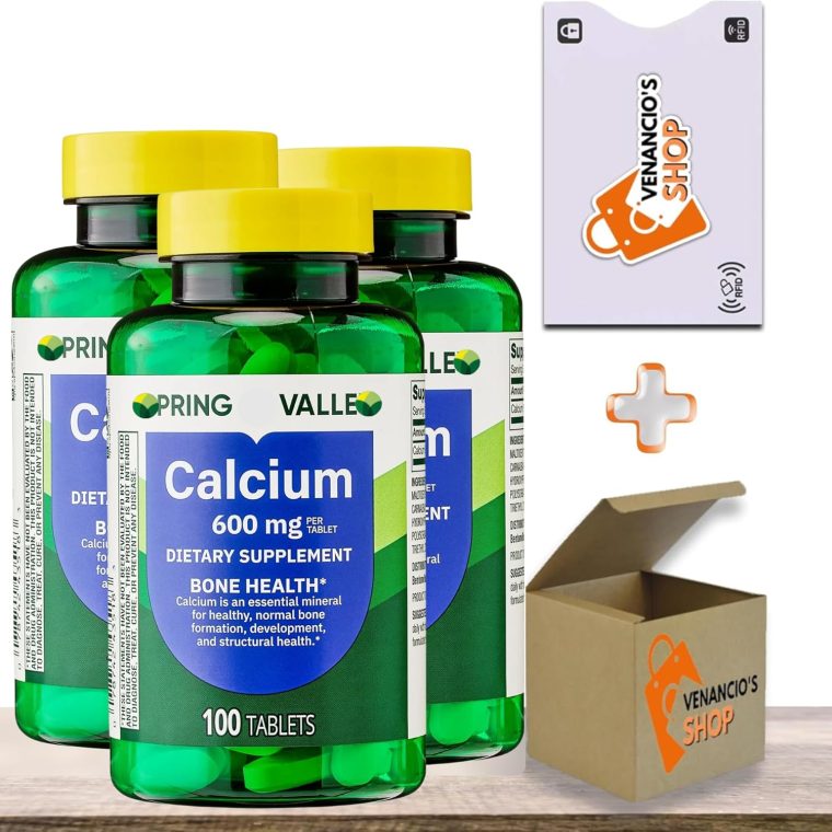 Calcium 600 mg 100 Tablets by Spring Valley, Dietary Supplement, Bone & Muscle Health Calcium 600mg (Pack of 3)