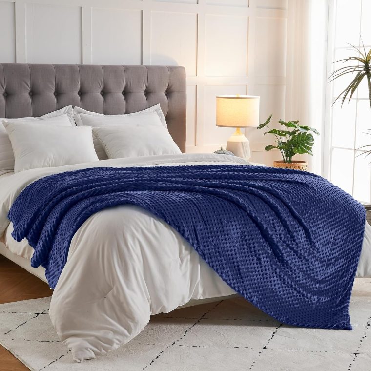 yescool Weighted Blanket with Cover Removable Soft Blue Queen Size Heavy Blanket Microfiber Washable Heated Weighted Throw Blanket Winter Warm Weighted Comforter 20lbs, 60 * 80 - Image 7