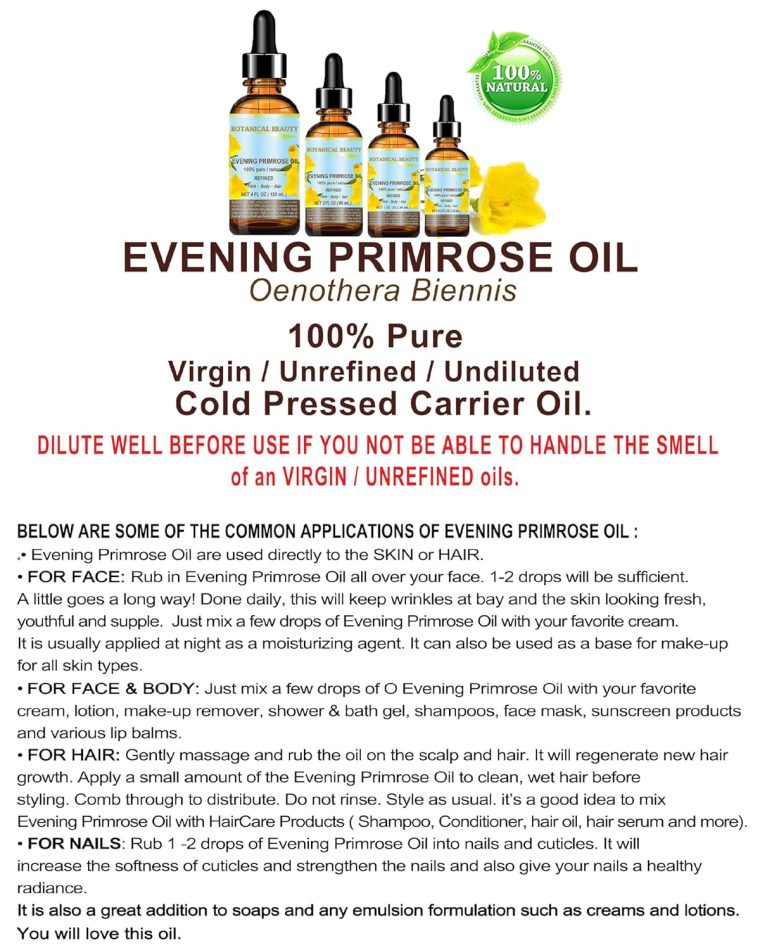 Botanical Beauty EVENING PRIMROSE OIL 100% Pure Natural Undiluted Unrefined Virgin Cold Pressed Carrier Oil. 4 Fl.oz.- 120 ml for face, skin, hair, nails. Rich in essential fatty acids GLA - Image 6