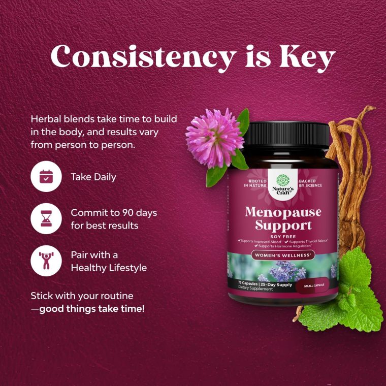 Complete Herbal Menopause Supplement for Women - Soy Free Female Hormone Balance Capsules for Night Sweats, Hot Flashes & Mood Swings with Dong Quai, Chaste Berry & Black Cohosh Root - 75 Count Pack - Image 3