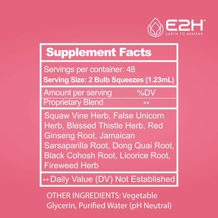 E2H All Natural Women's Wellness, Hormone Balance and PMS Relief with Black Cohosh, Dong Quai and Licorice Root for Hot Flash Relief (2 Bottles) - Image 3
