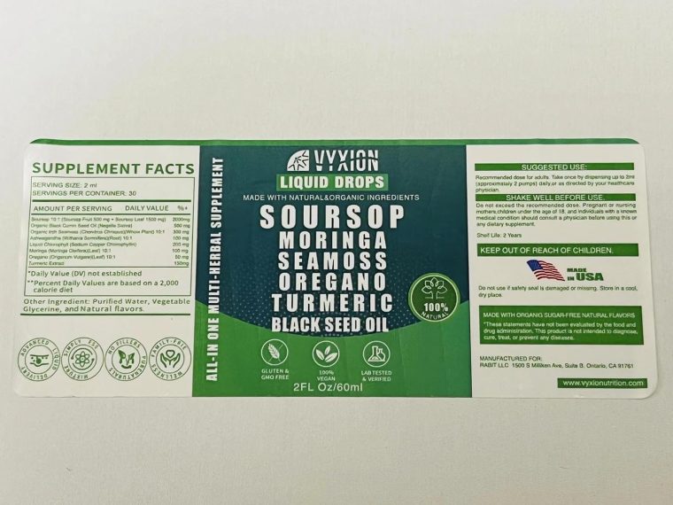 Soursop Bitters Liquid Drops 10 in 1 with Sea Moss, Moringa, Turmeric, Black Seed Oil, Oregano, Ashwagandha | Herbal Extracts for Overall Health-Enhancing | Vegan, Non-GMO | 2 Fl Oz - Image 7