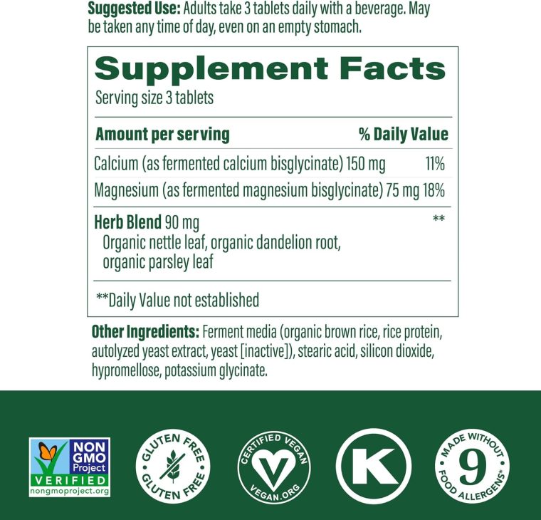 MegaFood Calcium Magnesium Supplement - with fermented Magnesium Glycinate - Supports Bone Health & Heart Health - Calcium & Magnesium Supplement for Men & Women - Non-GMO - 90 Tabs (30 Servings) - Image 2