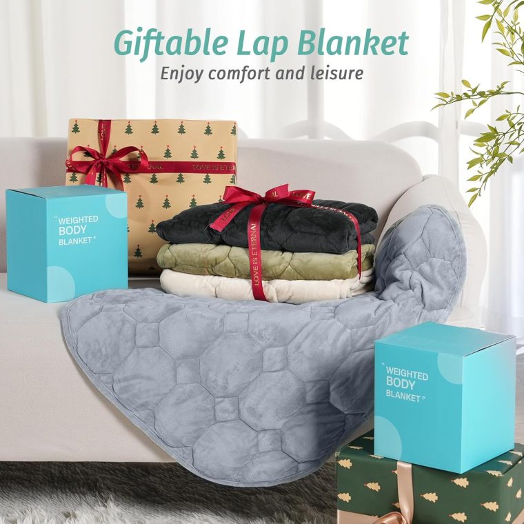 Wemore Weighted Lap Blanket 7lbs for Adults, Small Weighted Blanket for Travel, Calming, Relaxing, Napping and Sleeping, All-Season Weighted Lap Pad, Machine Washable, Light Grey 24x29 inches - Image 8