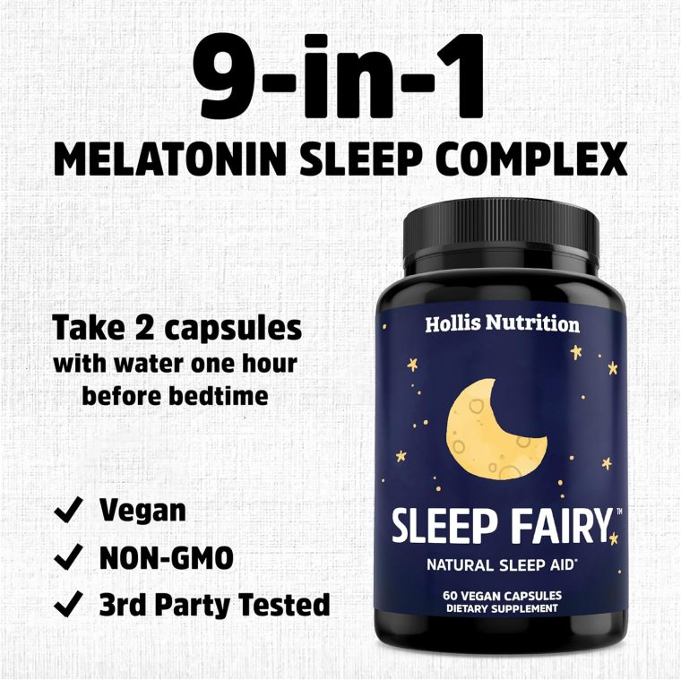 SLEEP FAIRY Natural Sleep Aid | Melatonin 10mg, Magnesium Glycinate 500mg, L-Theanine, B6, 5-HTP, GABA, Valerian Root & Ashwagandha | Herbal Sleeping Pills for Adults | Vegan Sleep Pills | MADE IN USA - Image 3