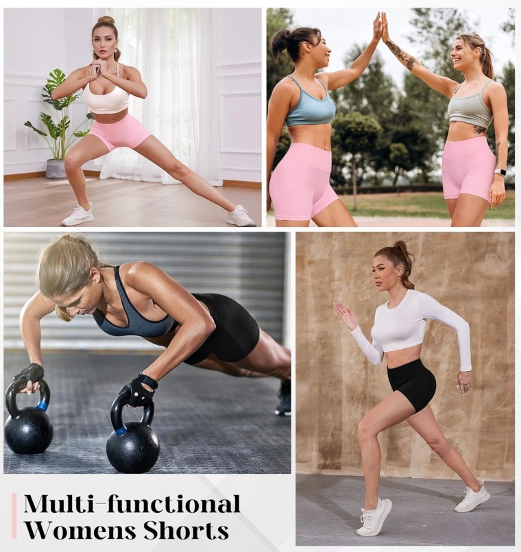 Womens Workout Gym Impact Shorts Seamless Hidden Scrunch Butt Lifting Yoga Shorts with High Waisted Tummy Control - Image 6