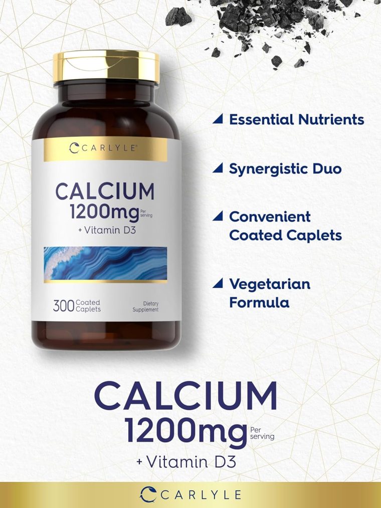 Carlyle Calcium 1200mg with Vitamin D3 | 300 Caplets | Non-GMO, Gluten Free, and Vegetarian - Image 4