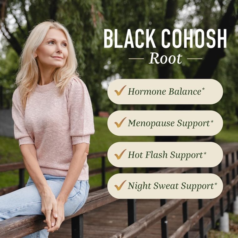 Black Cohosh Gummies for Menopause Relief, Hot Flashes & Night Sweats | 50mg Black Cohosh Root for Women | Gluten-Free, Vegetarian, Non-GMO | Hormone Balance Support | Yummy Peach Flavor | 60 Gummies - Image 2