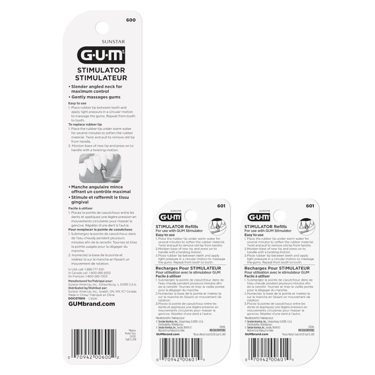 GUM Stimulator Permanent Handle - Long Handled Massager Remove Plaque & Promote Health (Handle + 2 Refill Packs) - Image 3