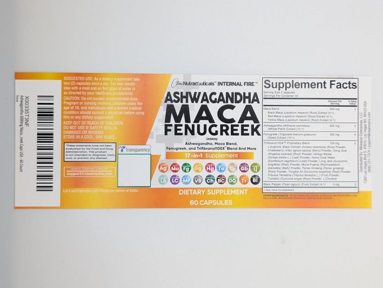 Clean Nutraceuticals Ashwagandha Maca Root Fenugreek Supplement with Tongkat Ali Ginseng - Assists with Stress, Mood & Thyroid - Ashwagandha Capsules Fenugreek Caps - 1 Pack - Image 9