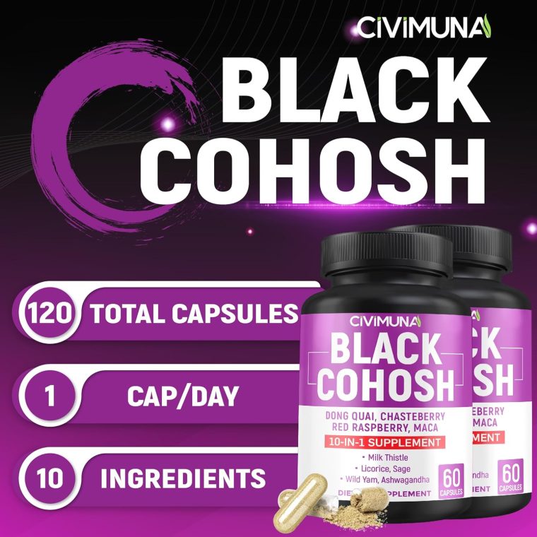 Black Cohosh Capsules with Black Cohosh, Dong Quai, Chasteberry and More - 120 Capsules for 4 Months Supply (Pack of 2) - Image 2