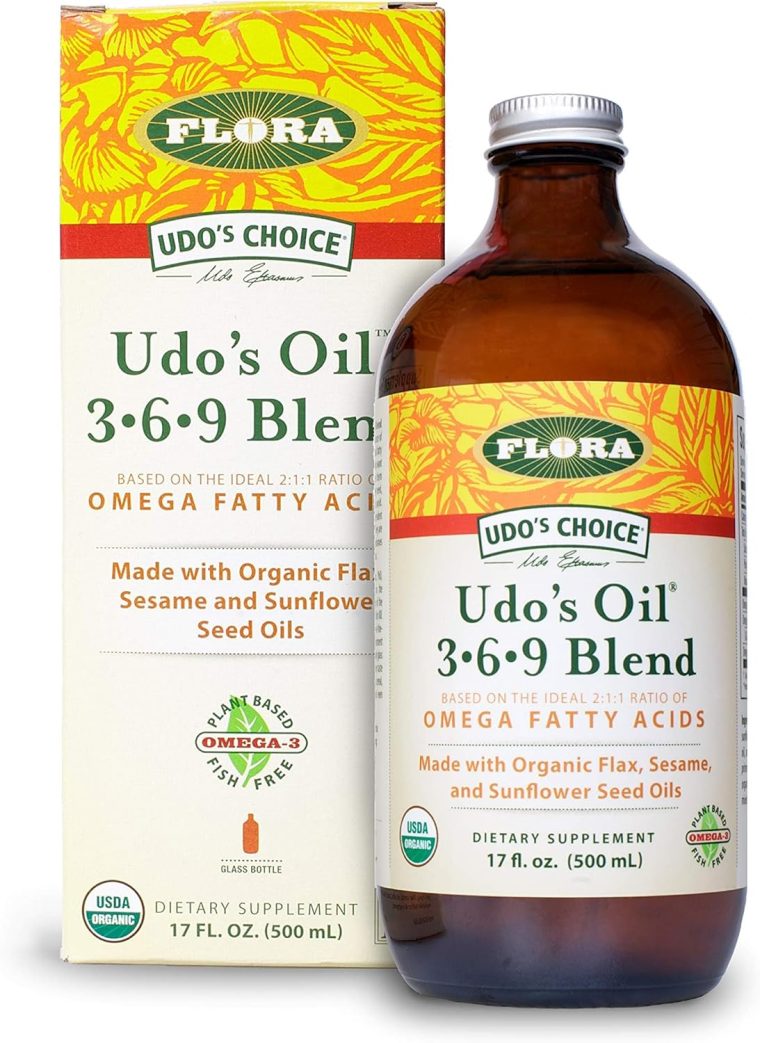 Flora Udo's Oil 3-6-9 Blend - Vegan Omega-3 & Omega-6 - Contains Organic Coconut & Flax Seed Oil - Keep Chilled - 17 fl. oz.