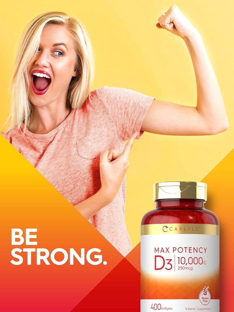 Carlyle Vitamin D 10000 IU 400 Softgels | Value Size | Max Potency | Non-GMO, Gluten Free Supplement - Image 6