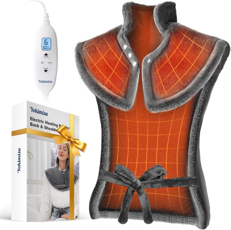 Heating Pad for Neck and Shoulders and Back | Weighted Heat Pad for Pain Relief| 24"x33" Electric Heated Pads | Fast Heating, ETL Certified| Birthday Gifts for Women, Men, Mom, Dad (Grey)