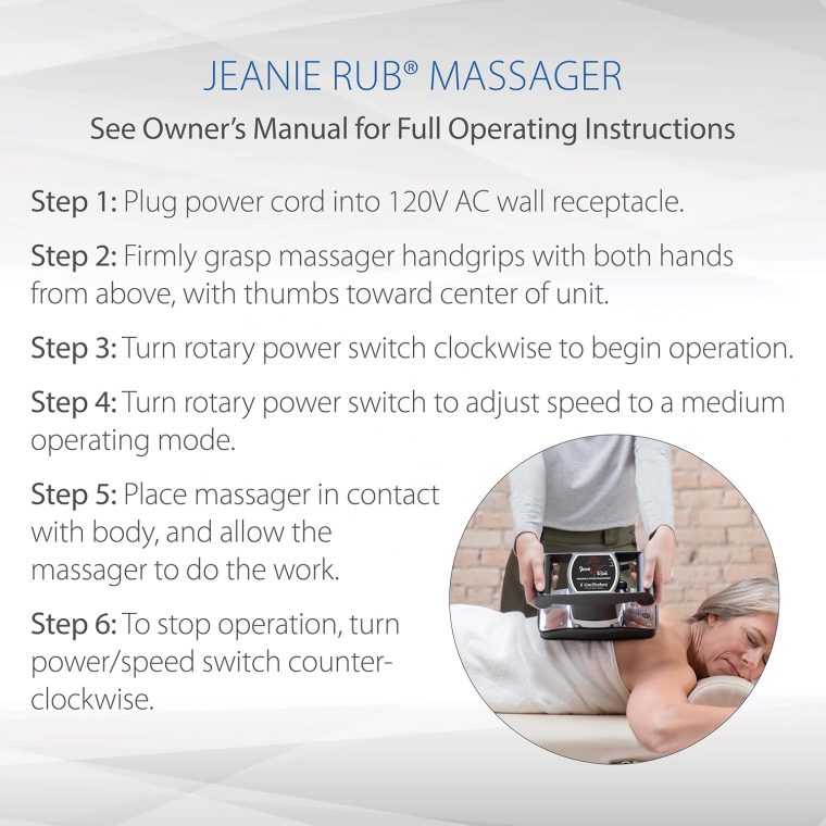 Core Products Jeanie Rub Variable Speed Massager, Deep Tissue Back & Shoulder Massager for Pain Relief, Body Massager for Back, Neck, Lower Back & Cellulite Massage - Image 8