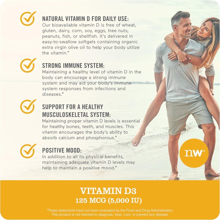NatureWise Vitamin D3 5000iu (125 mcg) 1 Year Supply for Immune Support, Healthy Muscle Function, and Bone Health - Non-GMO, Gluten Free in Organic Extra Virgin Olive Oil, (Mini Softgel), 360 Count - Image 5