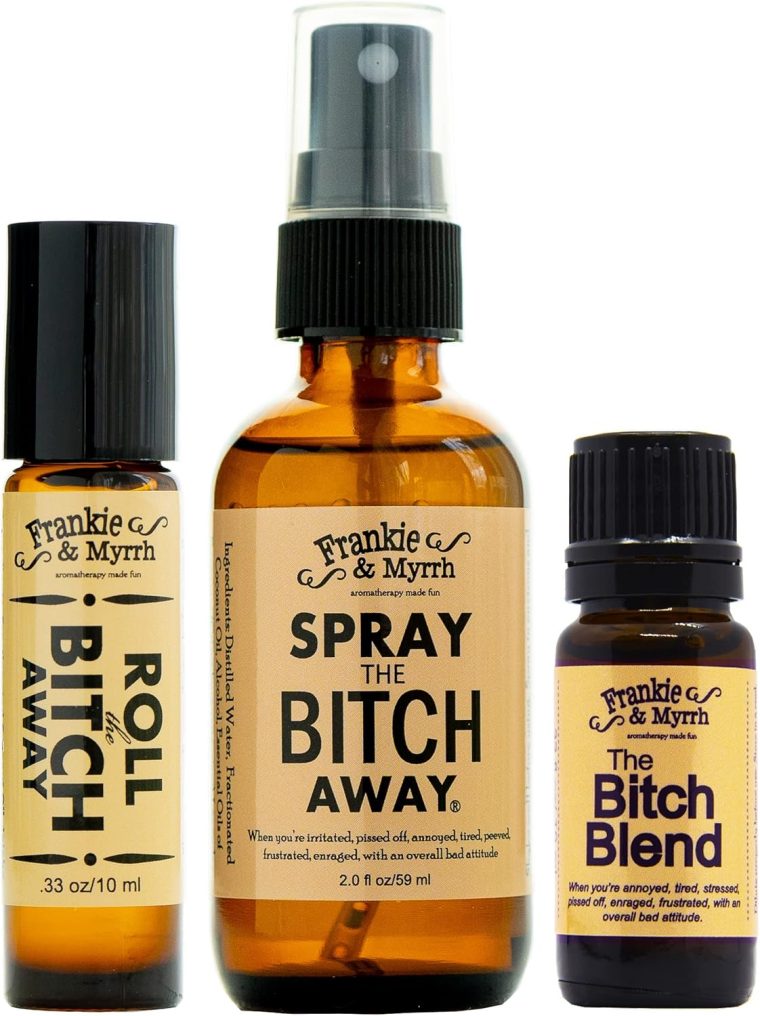 Frankie & Myrrh | The Bitch Kit Trio | Aromatherapy Spray, Roll-on and Blend for Irritability | Bergamot, Geranium, Lavender, Frankincense Essential Oils | Natural Perfume