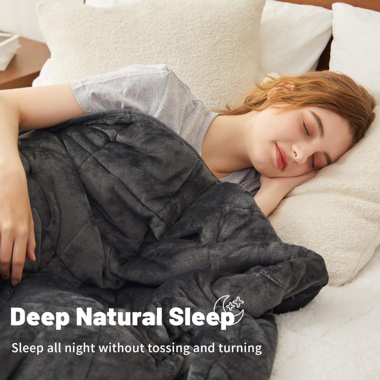 Weighted Blanket 15 lbs 60x80 inches, Sherpa Fleece Throw Blankets for Adult, Fuzzy Fluffy Soft Cozy Heavy Blanket for Couch Sofa, Plush Thick and Warm Winter Blanket Queen Size Bed - Image 2