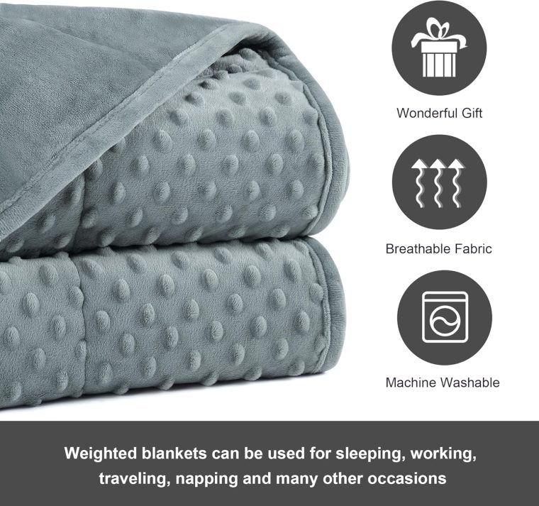 Alomidds Weighted Blanket (60"x80",20lbs Queen Size - Grey), Weighted Blankets for Adults, Breathable Soft and Comfort Minky, Heavy Blanket Microfiber Material with Glass Beads - Image 5
