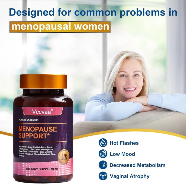 40-in-1 Menopause Support for Women – Hormonal Balance, Hot Flash & Mood Relief – Black Cohosh, DIM, Maca, Red Clover, Probiotics, B6, D3 & More – Vegan, 120 Capsules - Image 4