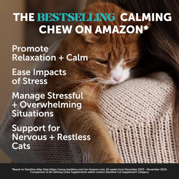 Calming Chews for Cats - Cat Anxiety Relief + Helps Reduce Stress - Behavioral Support & Promotes Relaxation for Travel, Boarding, Vet Visits, Separation Anxiety - Chicken (30-Day Supply) - Image 2