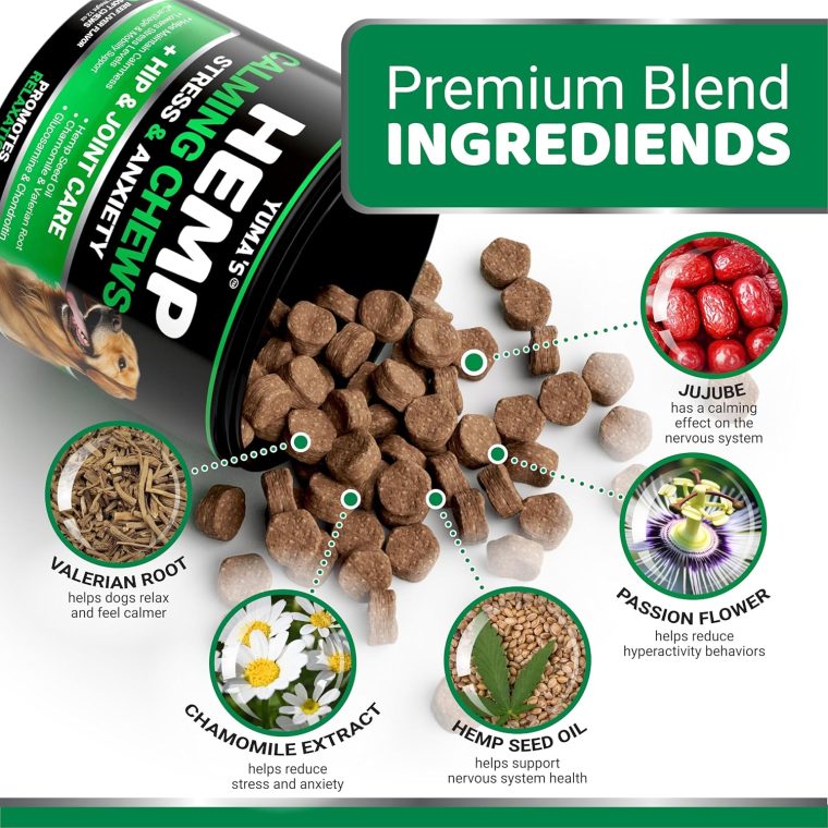 Hemp Calming Chews for Dogs - Advanced Dog Calming Chews - 170 Treats - Anxiety Relief Treats - Hemp Oil - Separation Aid, Stress, Hip and Joint Supplement for Canine Health Support - Beef Flavor - Image 3