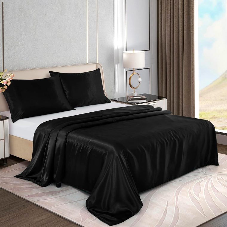 Homiest 60"x80" Duvet Cover for Weighted Blanket, Black Satin Weighted Blanket Cover with 8 Ties, Silky & Removable Zippered Duvet Cover Full/Queen Heavy Blanket Duvet Cover for Adults - Image 6