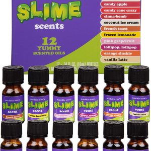 Maddie Rae's Slime Yummy Scented Oils (12 Pack) - X Large 10ml (.34 oz) Natural Food Fragrance Bottles for Diffusers, Aromatherapy, Essential Oil, DIY Candle & Soap Making, Crafts, Supplies, Gift