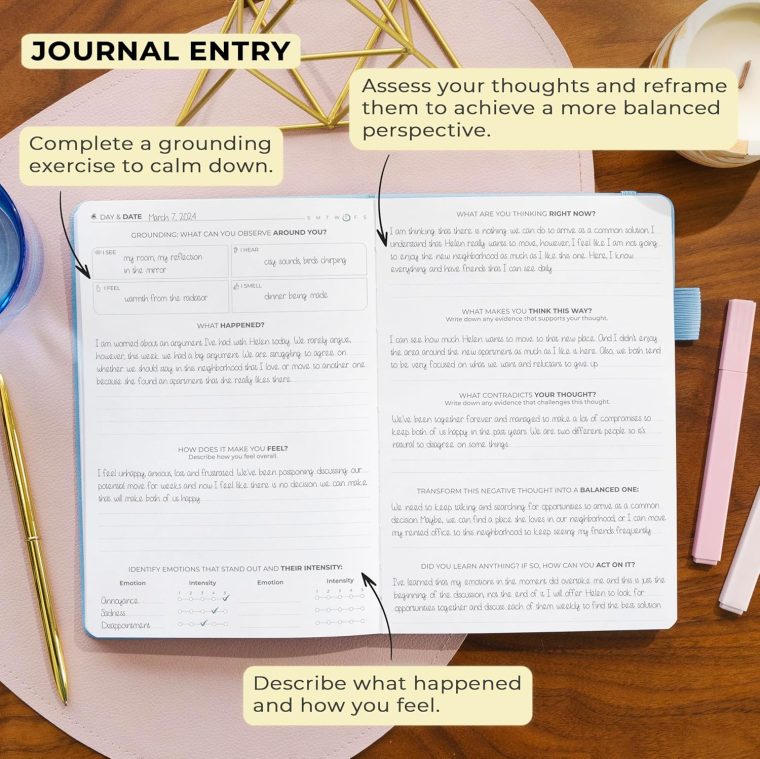 Clever Fox Mental Health & Anxiety Journal – Guided CBT Journal with Prompts for Self Help & Stress Relief – Mood & Emotion Tracker (Periwinkle) - Image 4