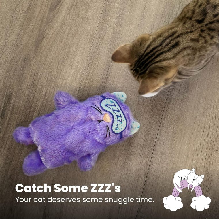 Catstages Purr Pillow Kitty Calming Cat Toy with Touch-Activated Purring and Soft Plush, Purple - Helps Reduce Stress & Provide Anxiety Relief for Cats - Image 6